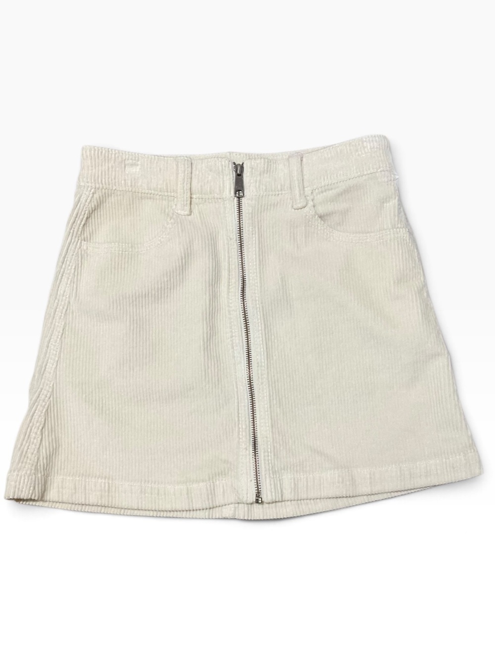 American Eagle Outfitters Cream Corduroy Zip-Front Women's Mini Skirt